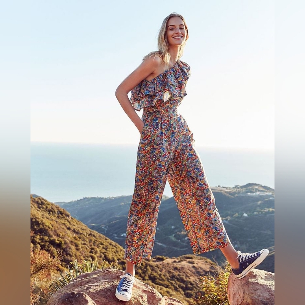 One-shoulder Ruffle jumpsuit in Liberty Margaret Annie print Size 10
